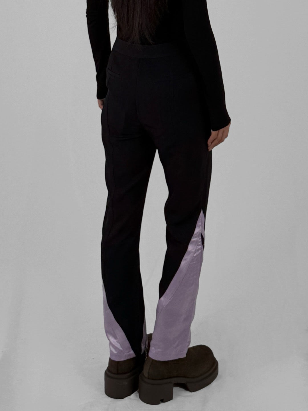 PRIVATE POLICY Black Contrast Zip-Up Slim Trousers