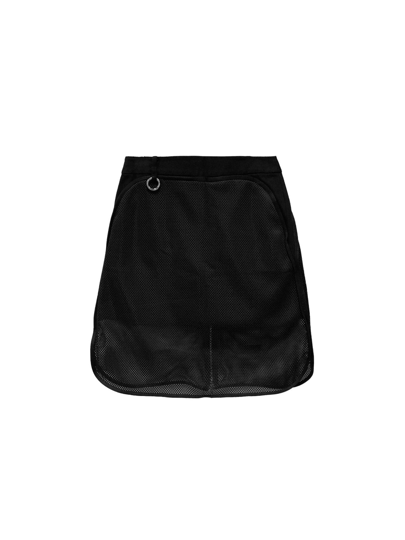 PRIVATE POLICY Black Mesh Denim Double Layer Skirts