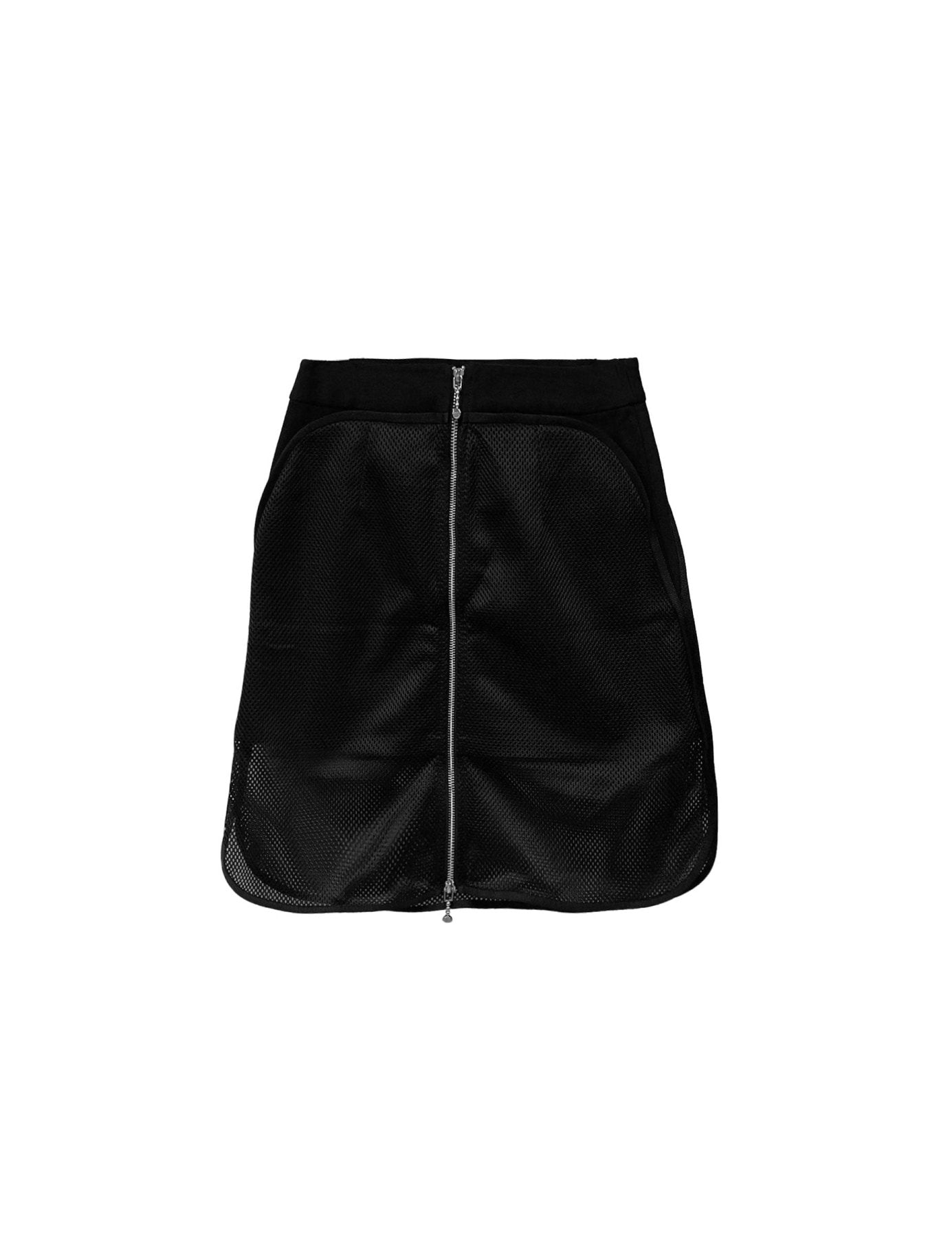 PRIVATE POLICY Black Mesh Denim Double Layer Skirts