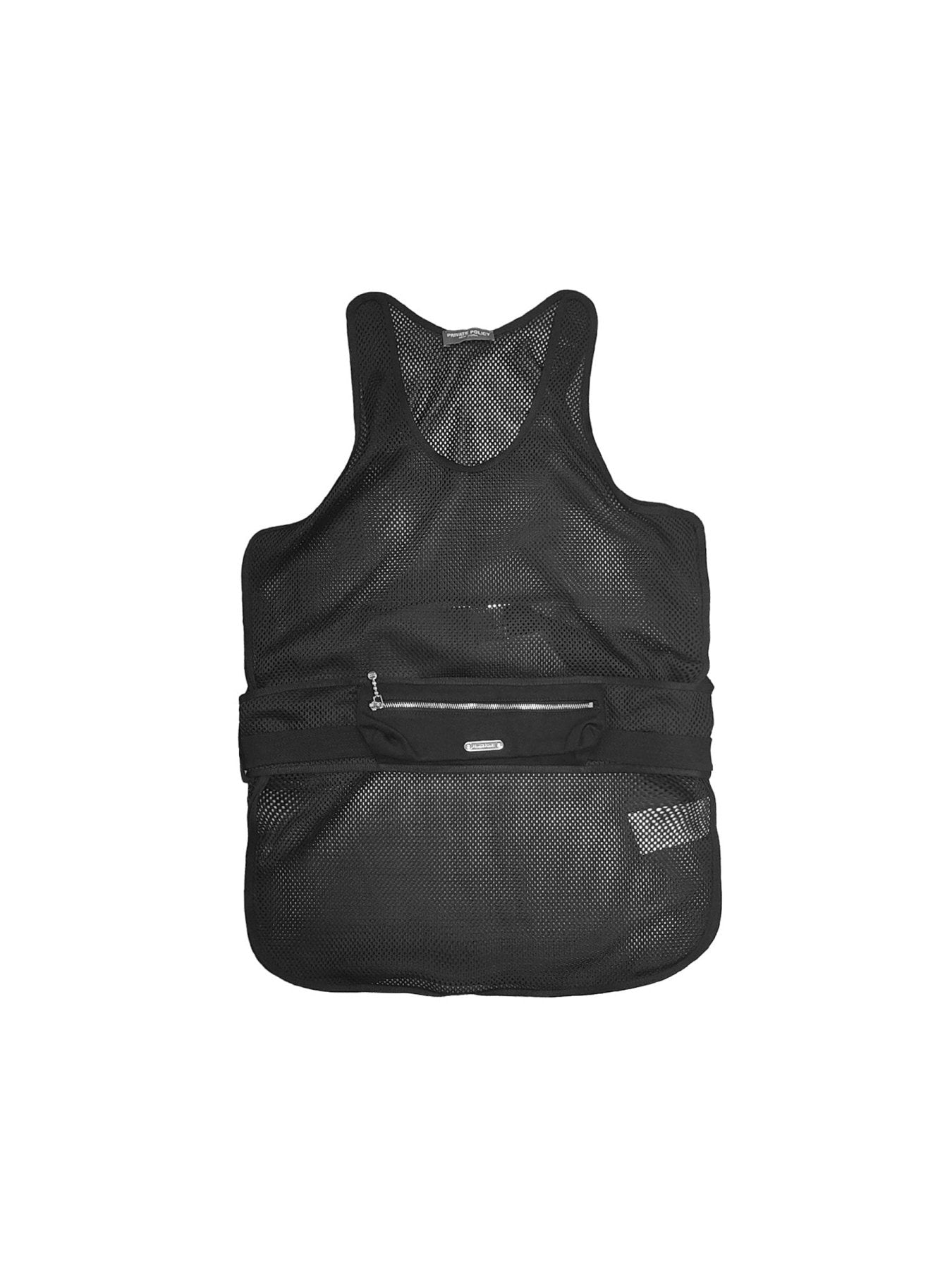 PRIVATE POLICY Black Waist Bag Mesh Tank Tops