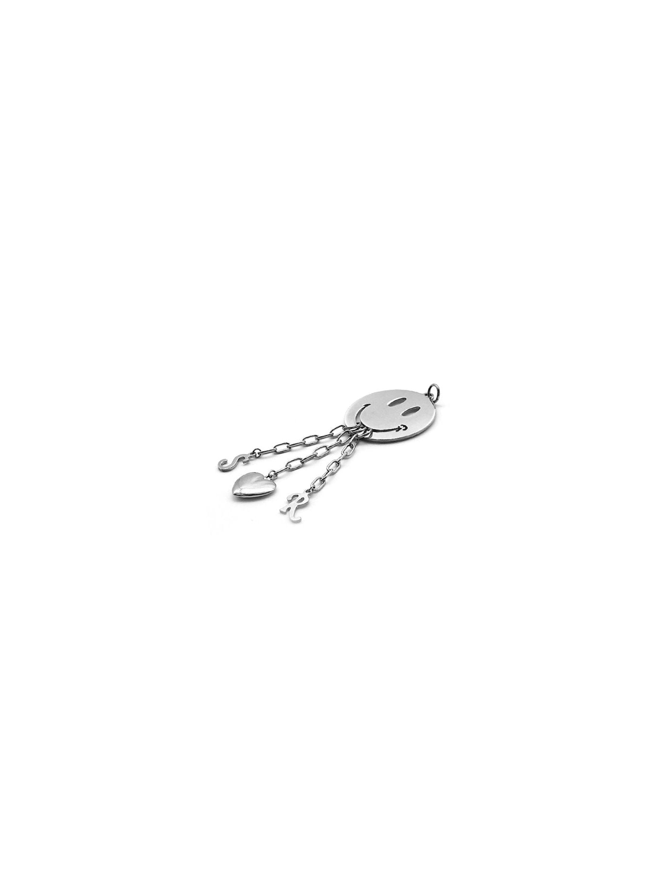 RAF SIMONS Silver Rs In Smiley Pendant Necklace