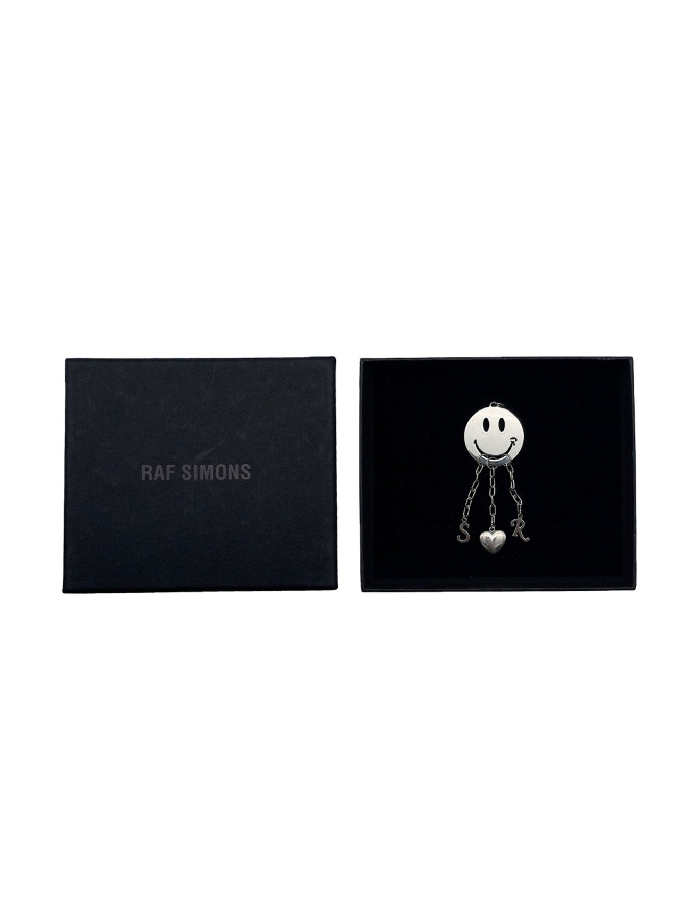 RAF SIMONS Silver Rs In Smiley Pendant Necklace