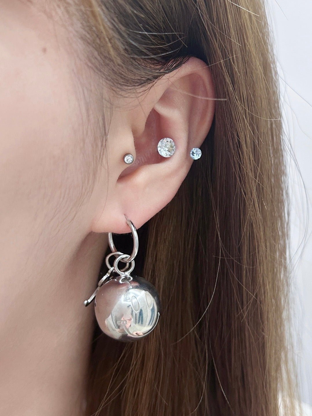 RAF SIMONS Silver Smiley Ball And R Small Earring