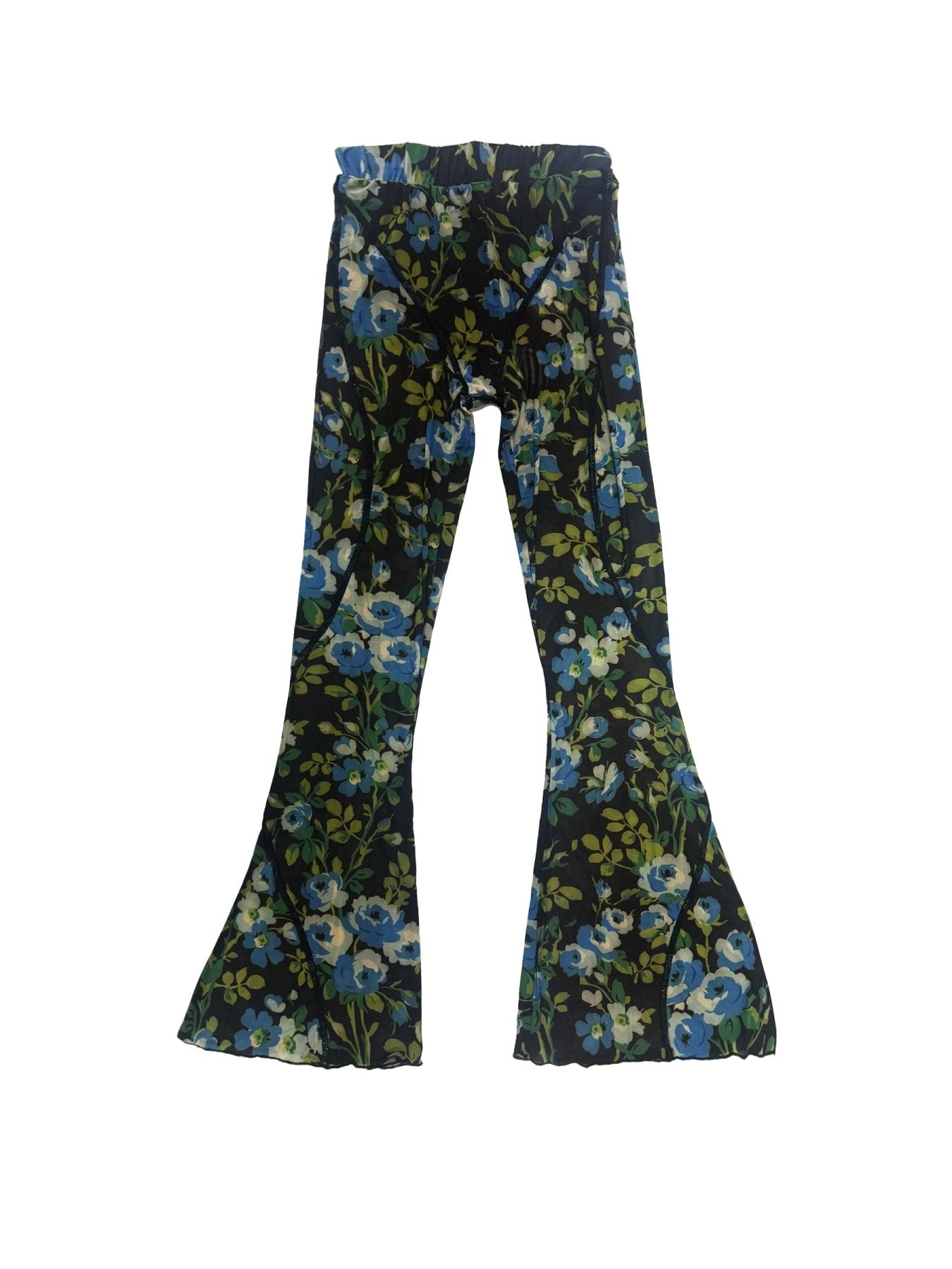 RICHARD QUINN Blue Rose Mesh Printed Flare Pants