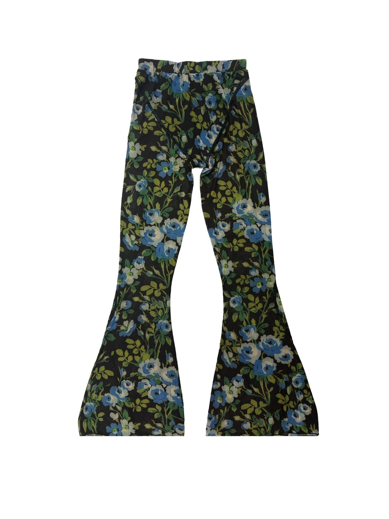RICHARD QUINN Blue Rose Mesh Printed Flare Pants