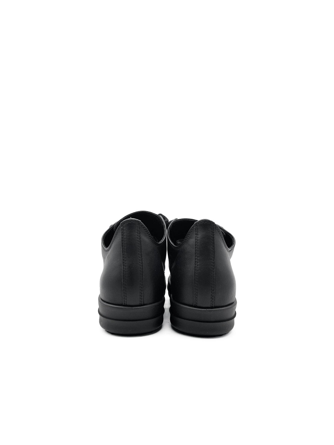 Rick Owens All Black Leather Shoes - Jumbolace Low Sneaks