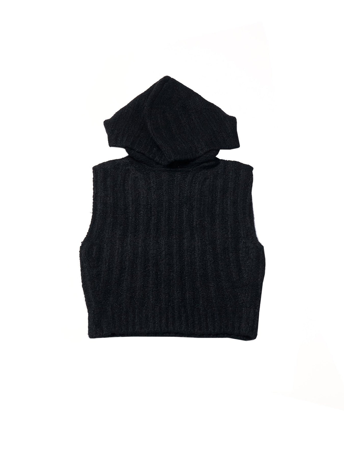 Rick Owens Black Knit Top - Cropped Hooded Tank