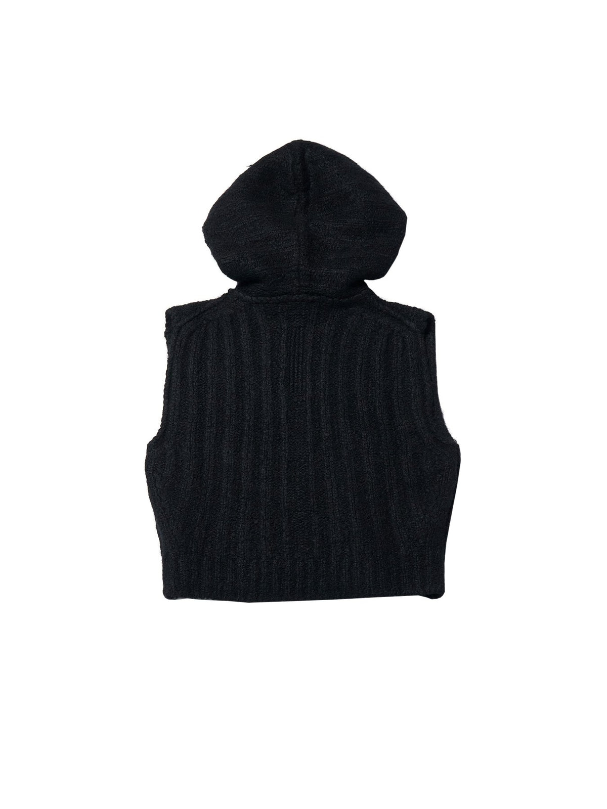 Rick Owens Black Knit Top - Cropped Hooded Tank