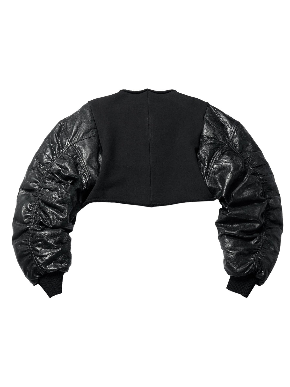 Rick Owens Black/Black Knit Sweatshirt With Leather Duvet Sleeves - Secchia Top