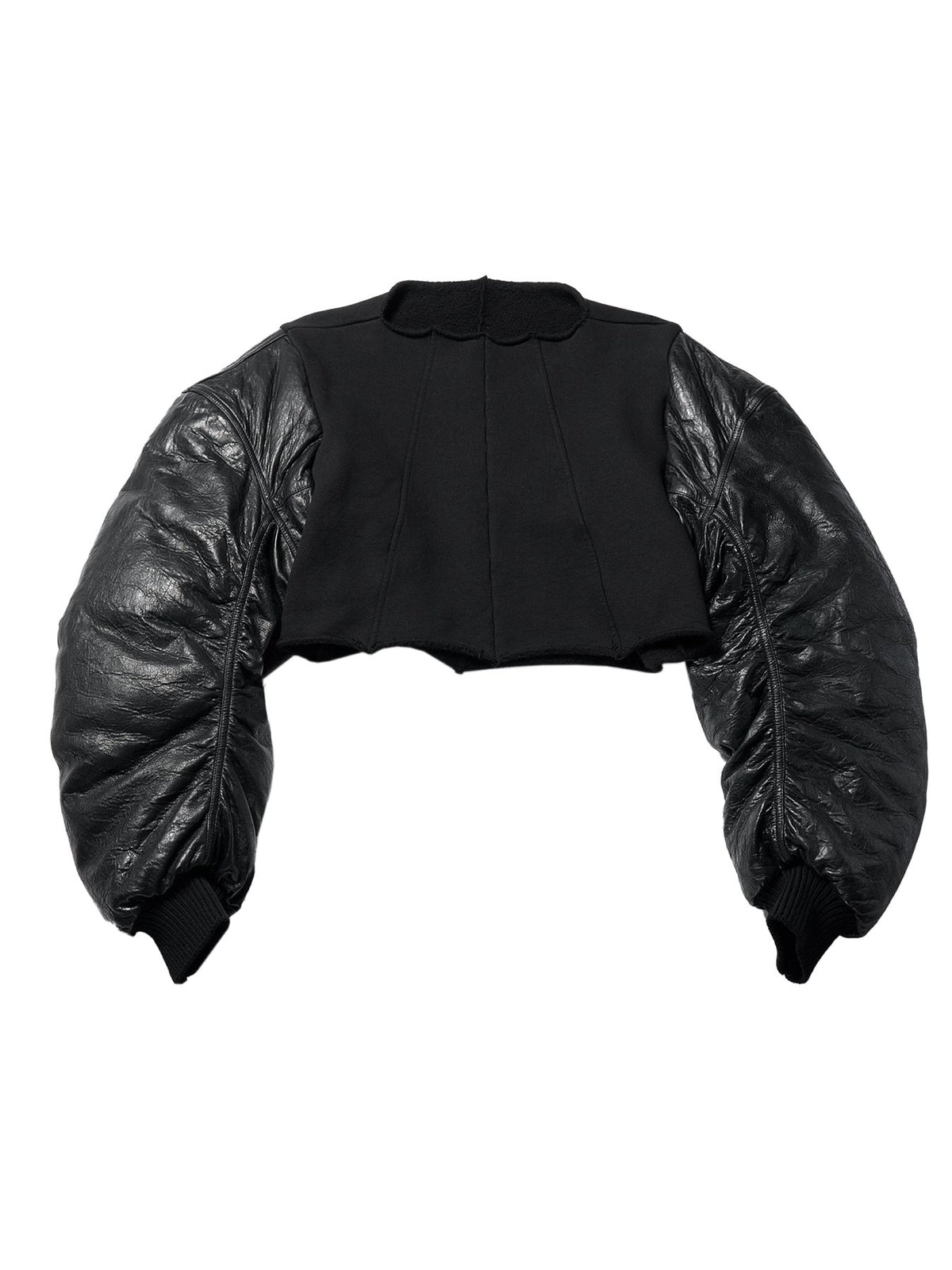 Rick Owens Black/Black Knit Sweatshirt With Leather Duvet Sleeves - Secchia Top