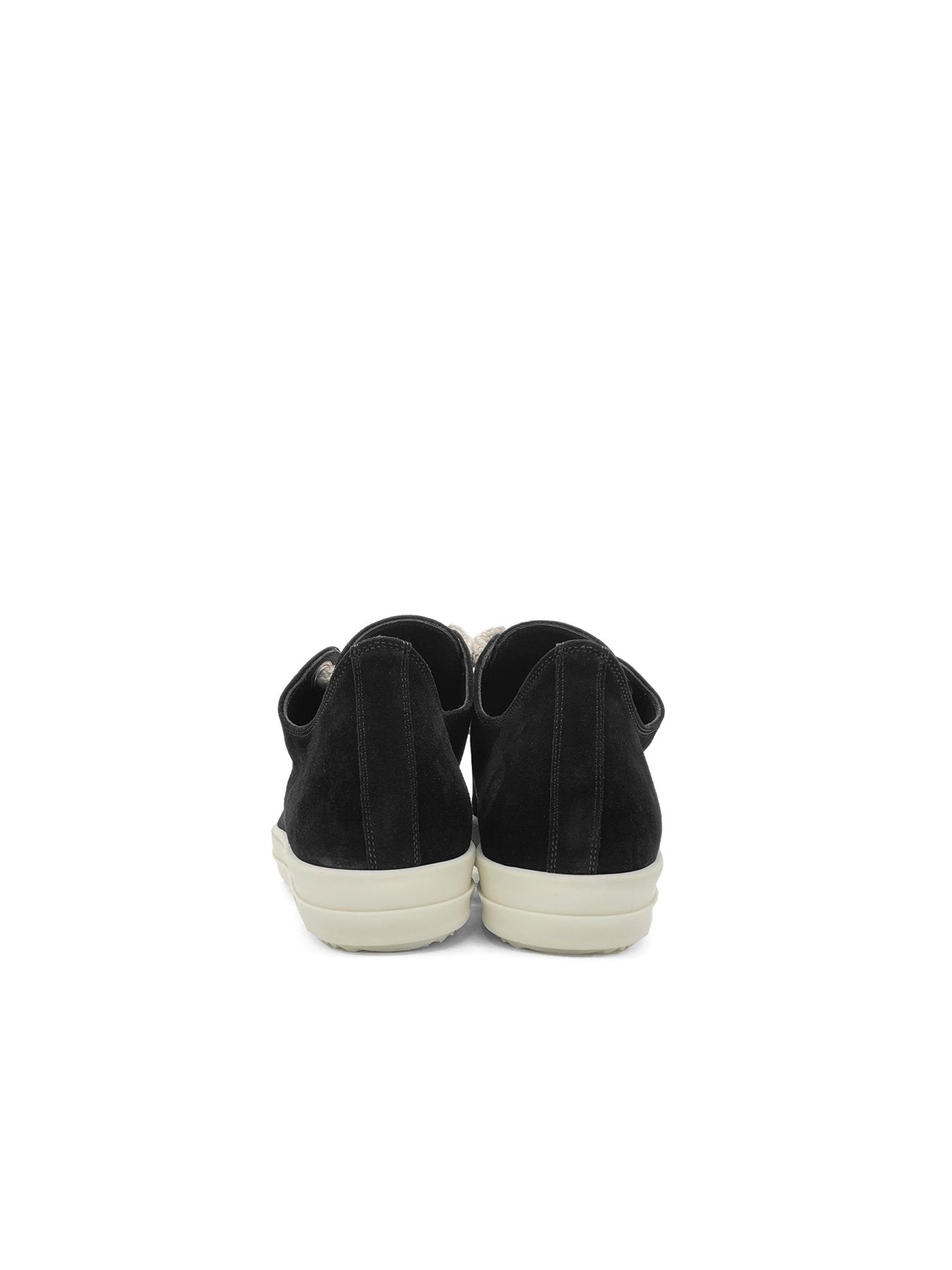Rick Owens Black/Milk/Milk Leather Shoes - Jumbolace Low Sneaks