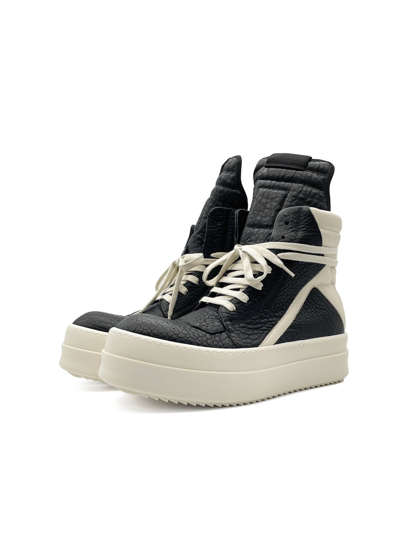 Rick Owens Black/Milk/Milk Leather Shoes - Mega Bumper Geobasket