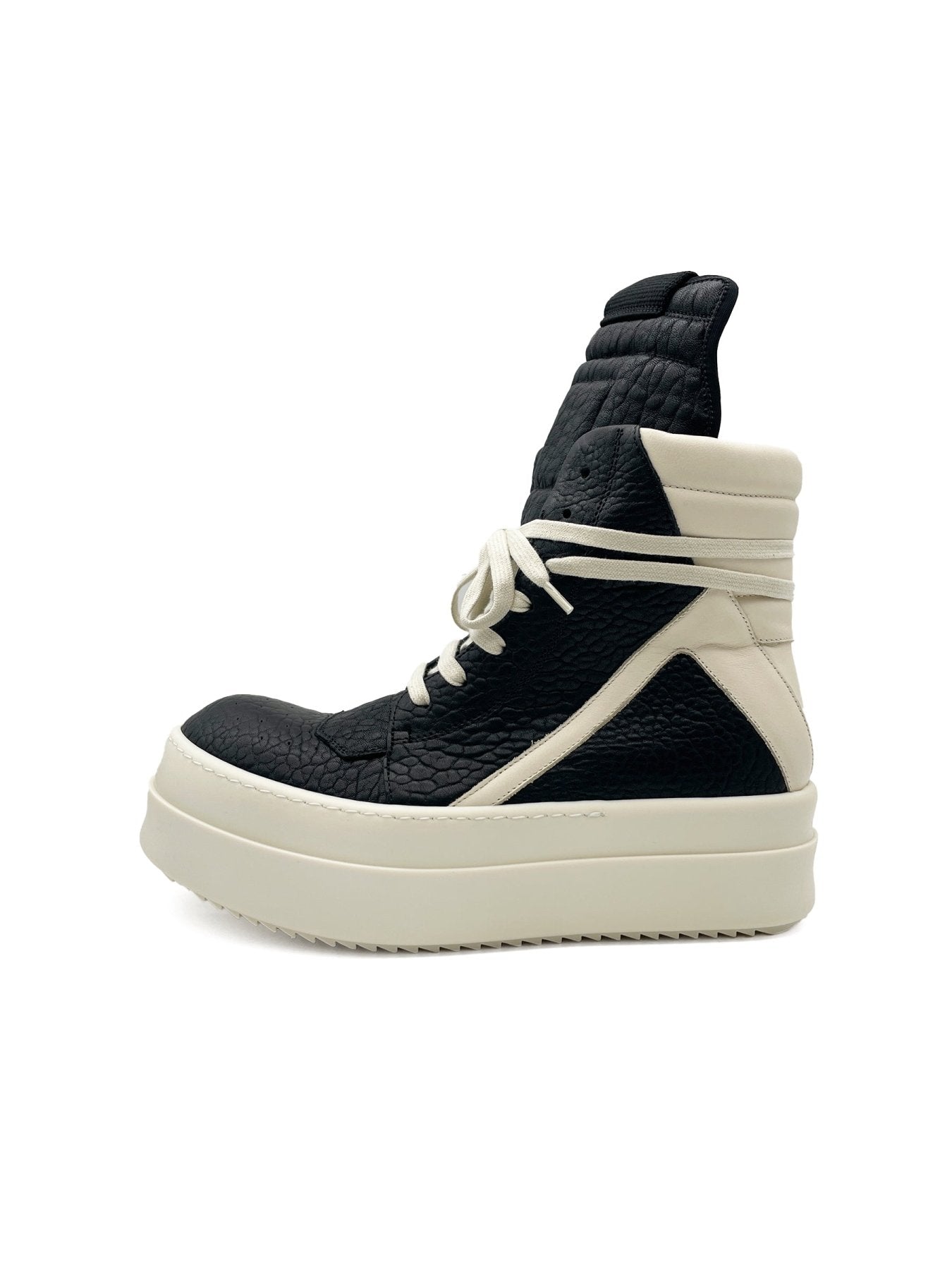 Rick Owens Black/Milk/Milk Leather Shoes - Mega Bumper Geobasket