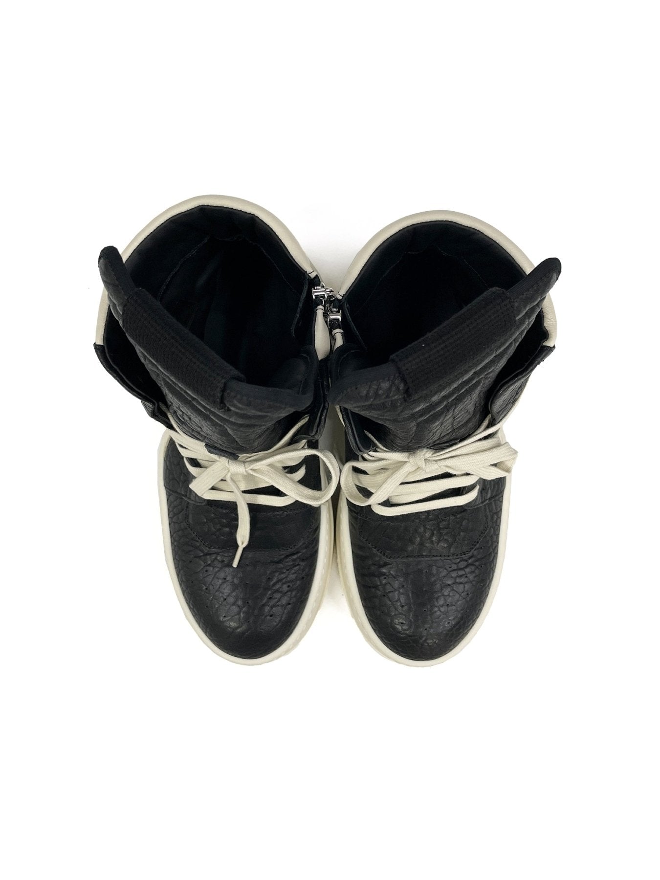 Rick Owens Black/Milk/Milk Leather Shoes - Mega Bumper Geobasket