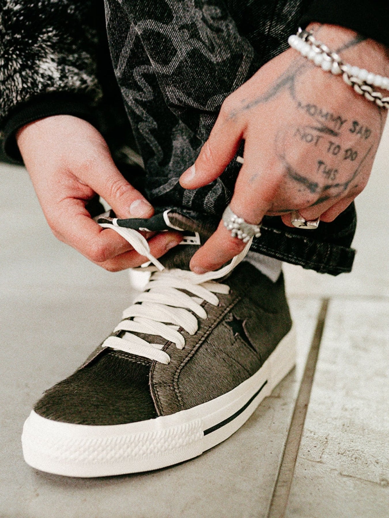 RICK OWENS Drkshdw X Converse Grey Fur Sneakers