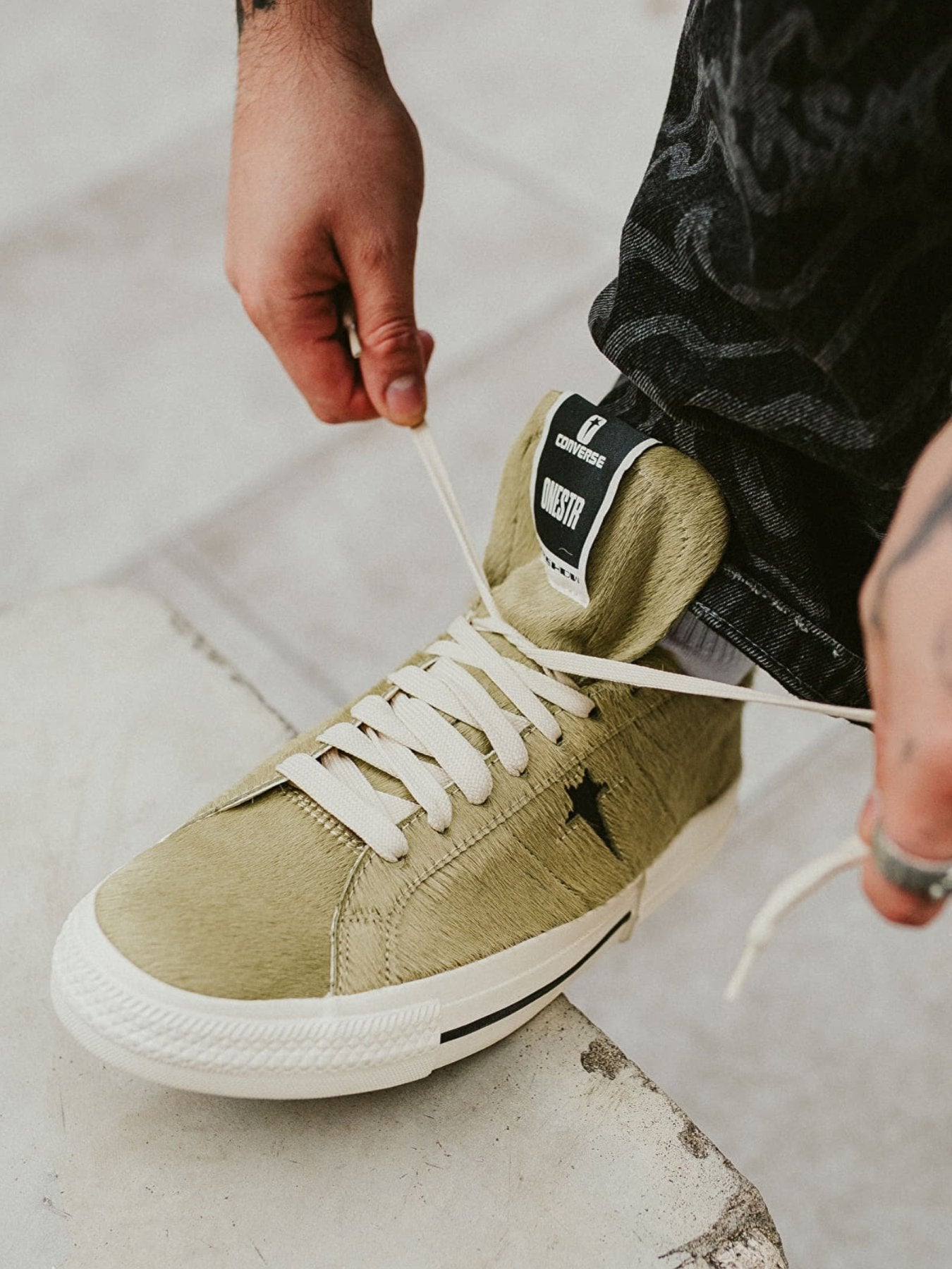 RICK OWENS Drkshdw X Converse Yellow Fur Sneakers