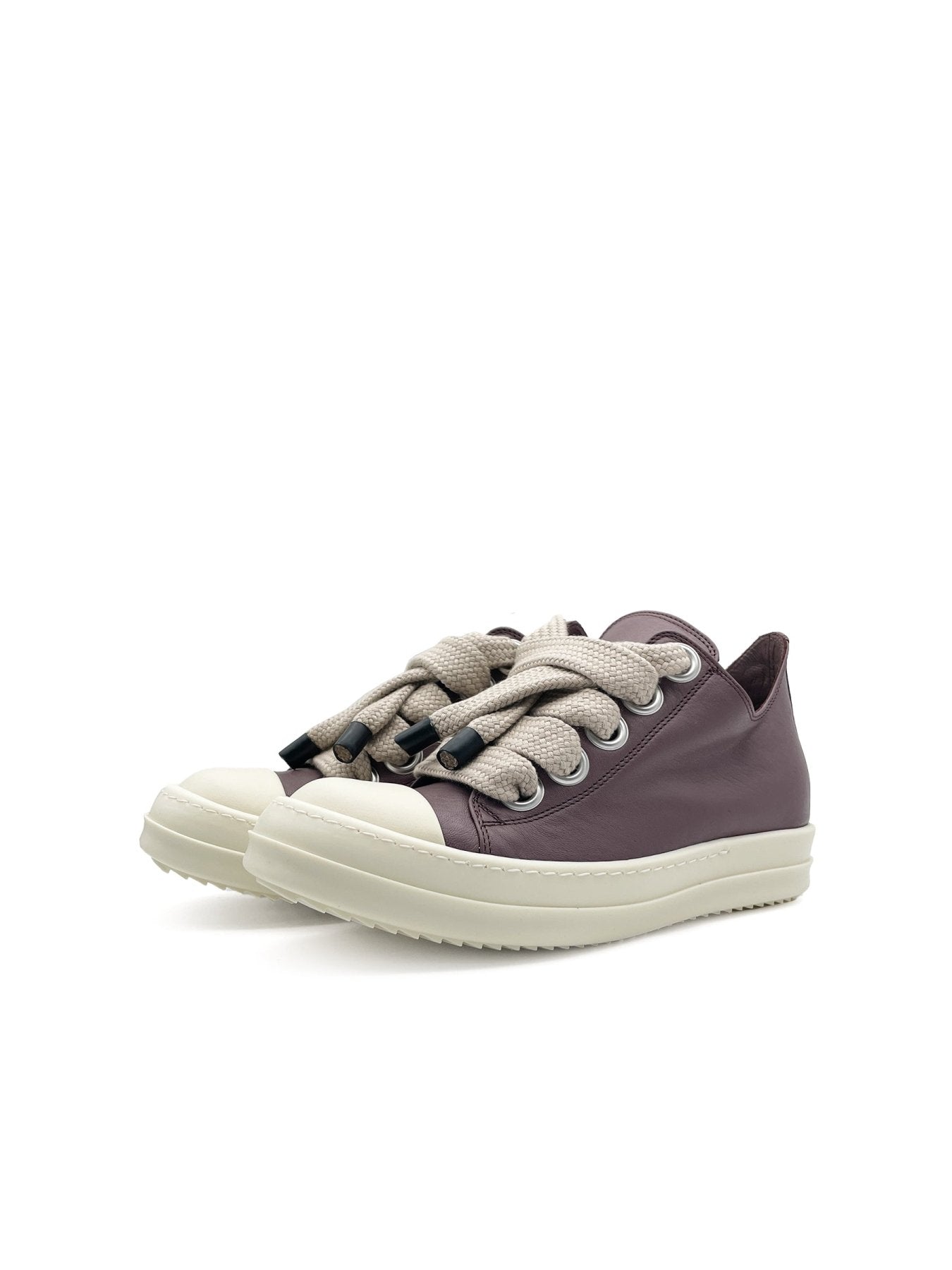 Rick Owens Grape/Milk/Milk Leather Shoes - Jumbolace Low Sneaks