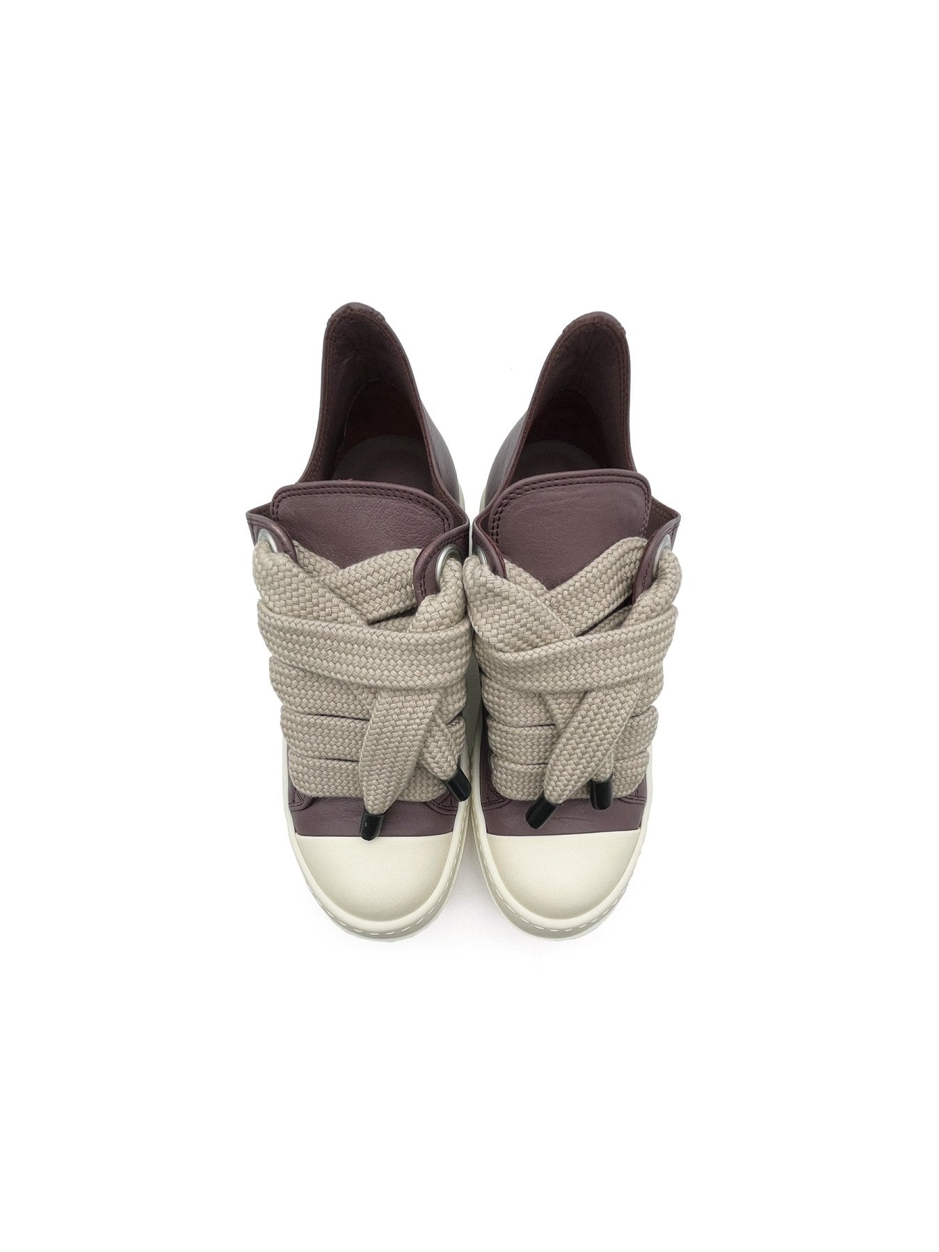 Rick Owens Grape/Milk/Milk Leather Shoes - Jumbolace Low Sneaks