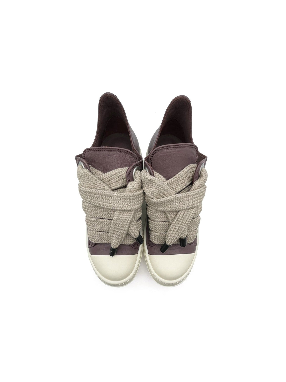 Rick Owens Grape/Milk/Milk Leather Shoes - Jumbolace Low Sneaks