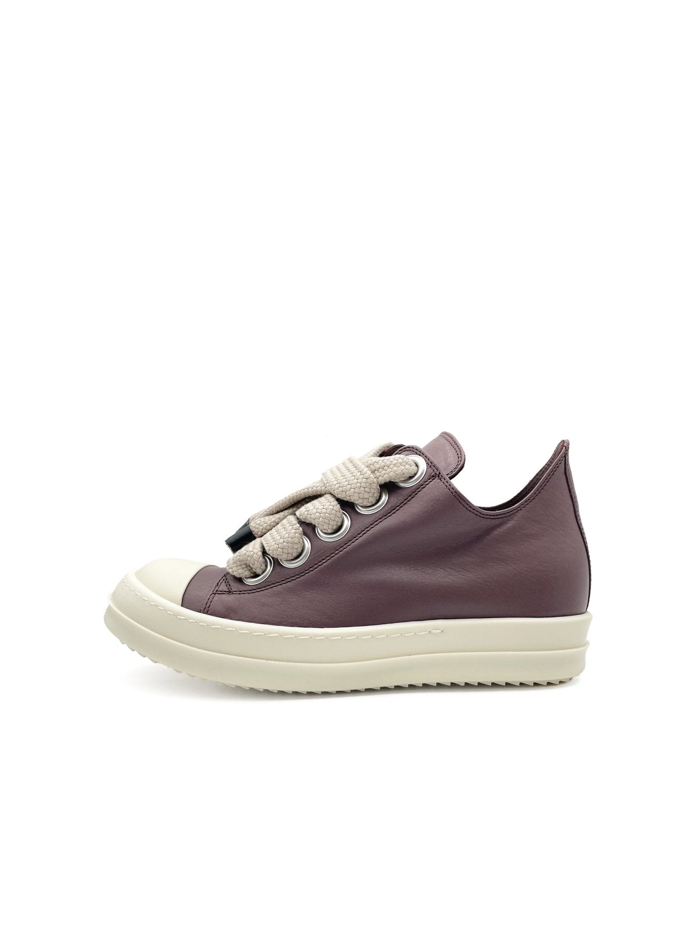 Rick Owens Grape/Milk/Milk Leather Shoes - Jumbolace Low Sneaks