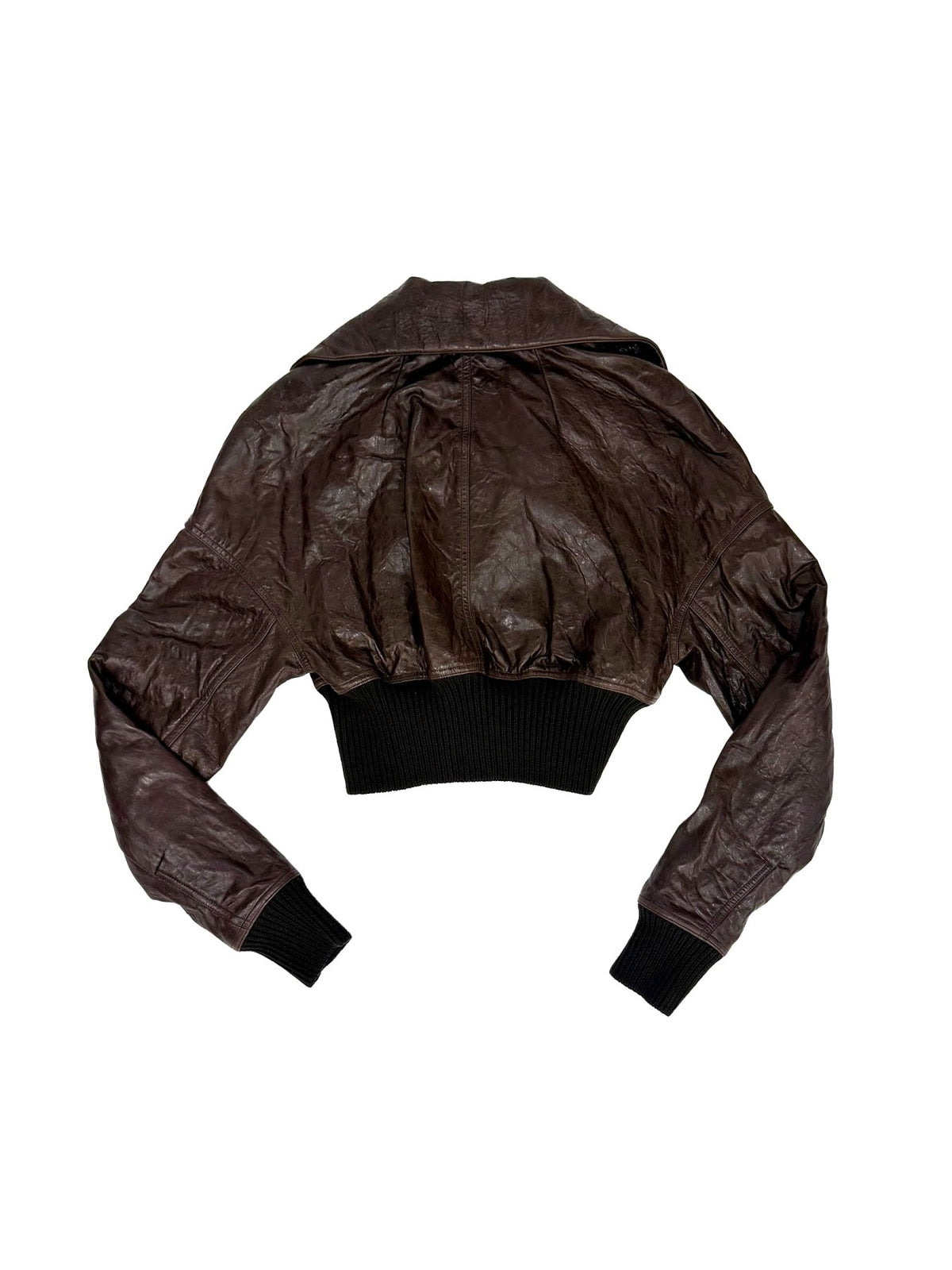 Rick Owens Grease Leather Padded Bomber - Dracuflight Cropped