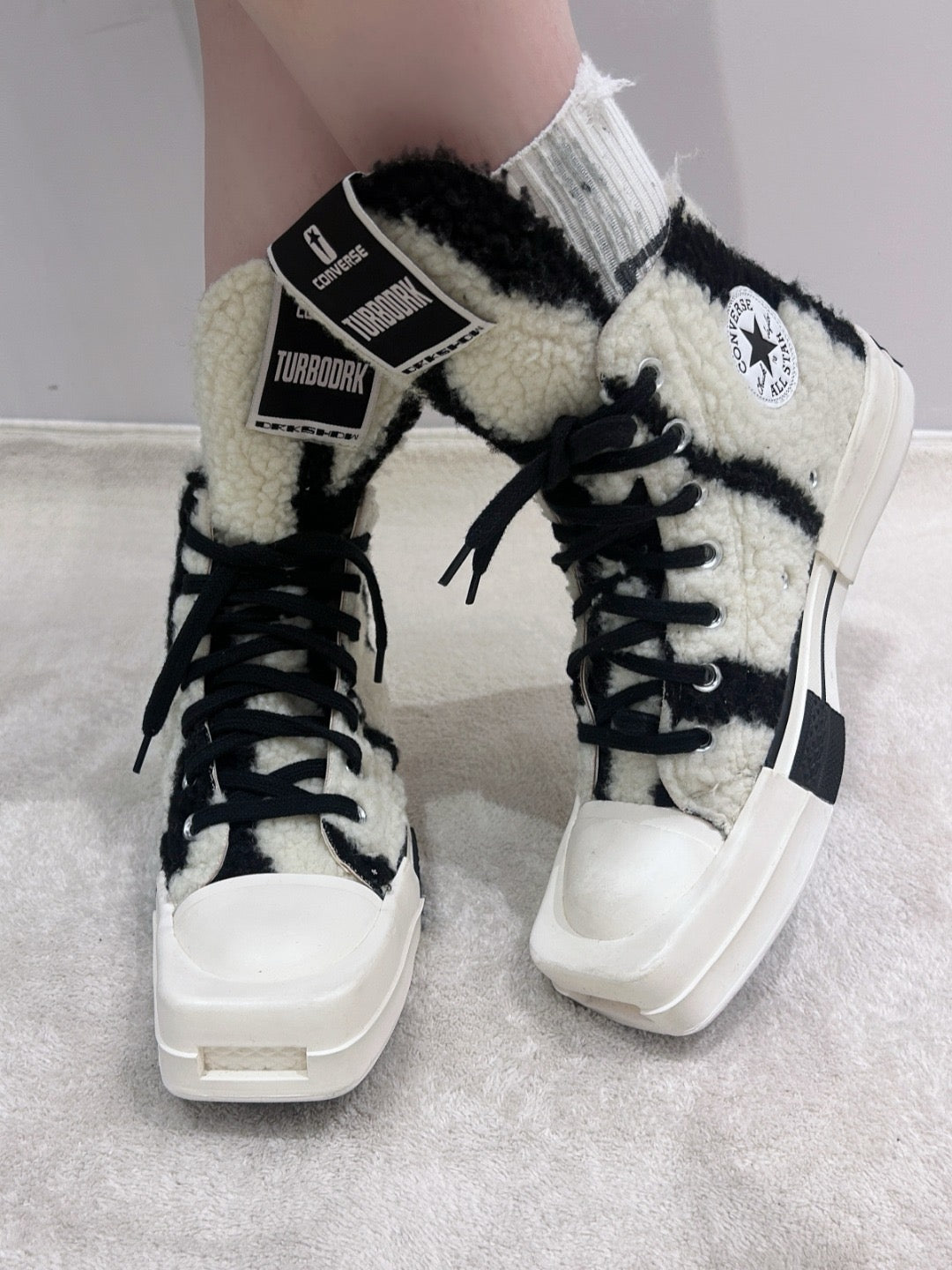 RICK OWENS - HO22 SCARPE - TURBODRK HI - AW22 - PEARL/BLACK