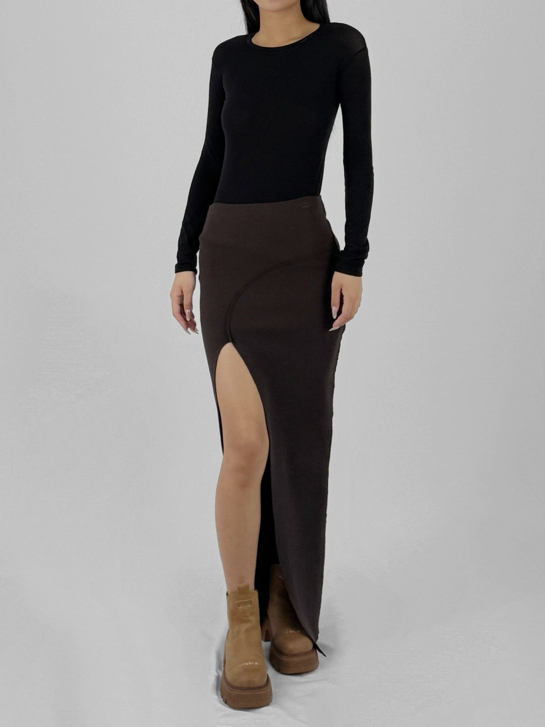 RICK OWENS - Knit Skirt- Theresa Skirt - AW25 - 04 BROWN