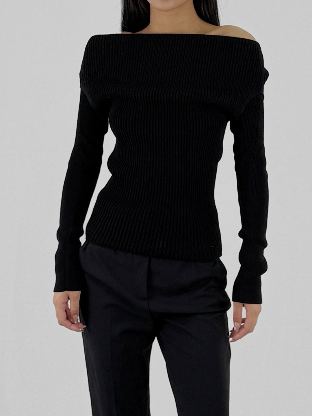 RICK OWENS - Knit Sweater - Ls Cowl - AW25 - 09 BLACK