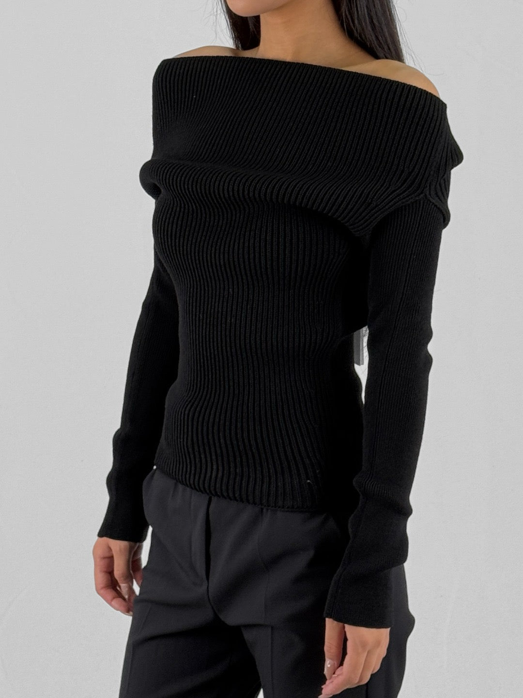 RICK OWENS - Knit Sweater - Ls Cowl - AW25 - 09 BLACK