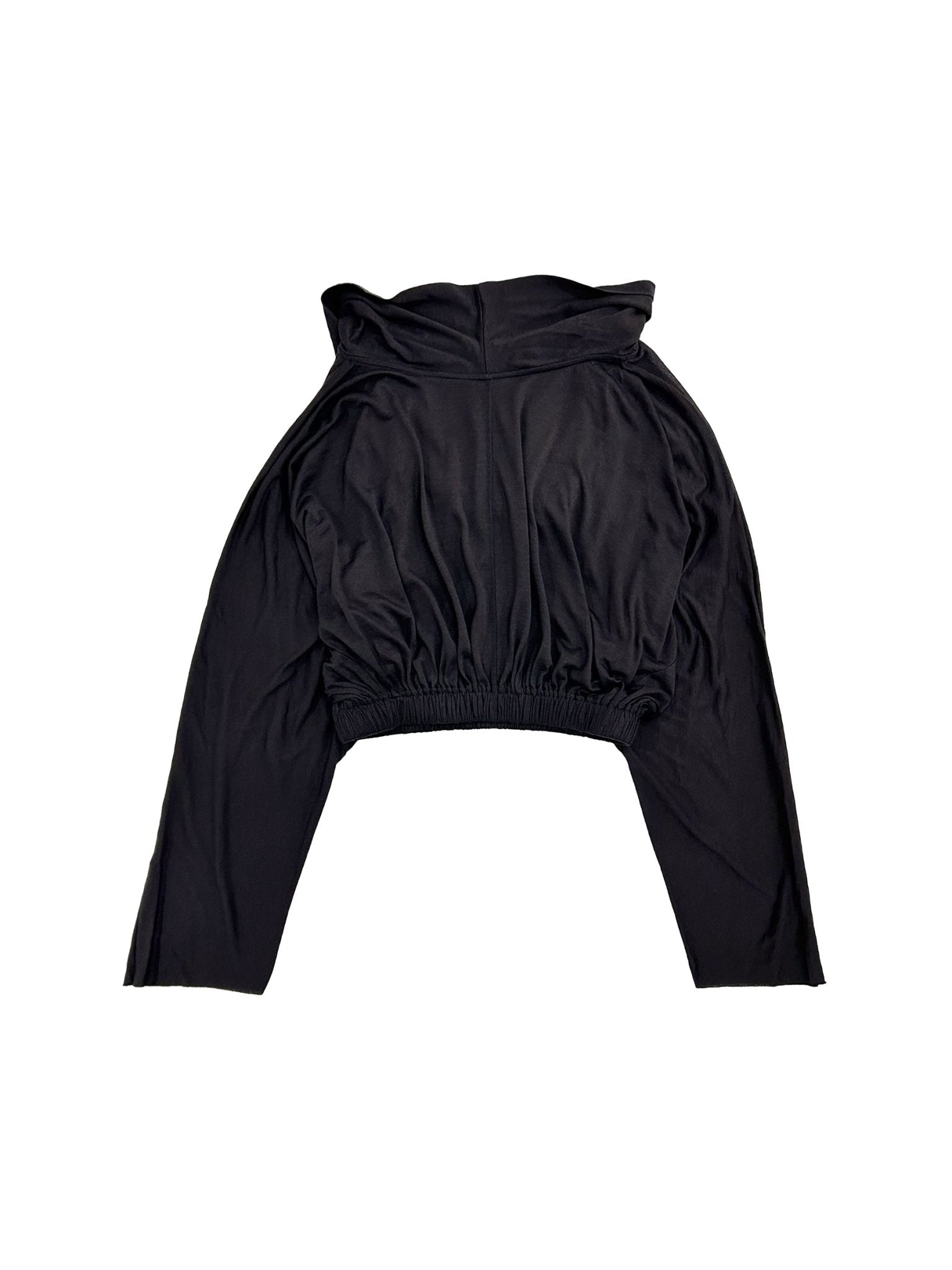 RICK OWENS - Knit T-Shirt - Cropped Hooded Tunic - AW25 - 09 BLACK