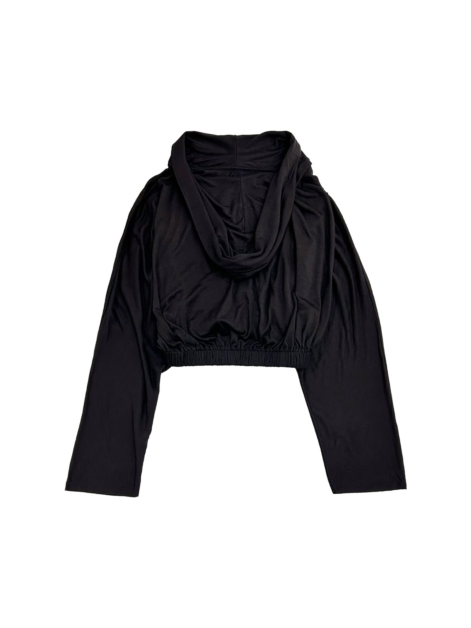 RICK OWENS - Knit T-Shirt - Cropped Hooded Tunic - AW25 - 09 BLACK