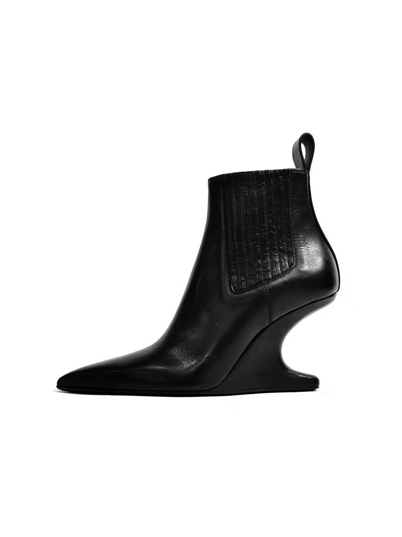 RICK OWENS - Leather Boots - Ankle Sharp - AW25 - 09 BLACK