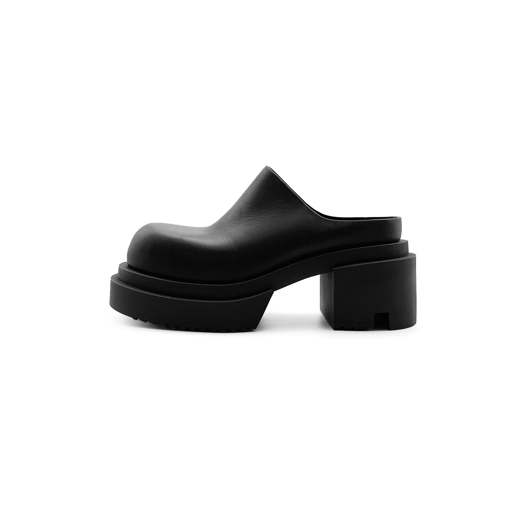 RICK OWENS - LEATHER BOOTS - BOGUN SLIDE - SS24 - BLACK