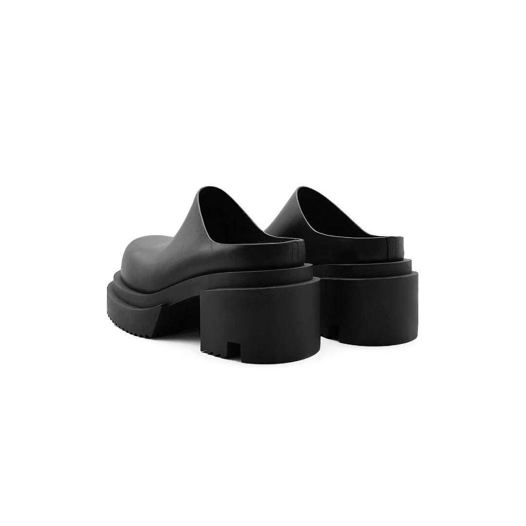 RICK OWENS - LEATHER BOOTS - BOGUN SLIDE - SS24 - BLACK