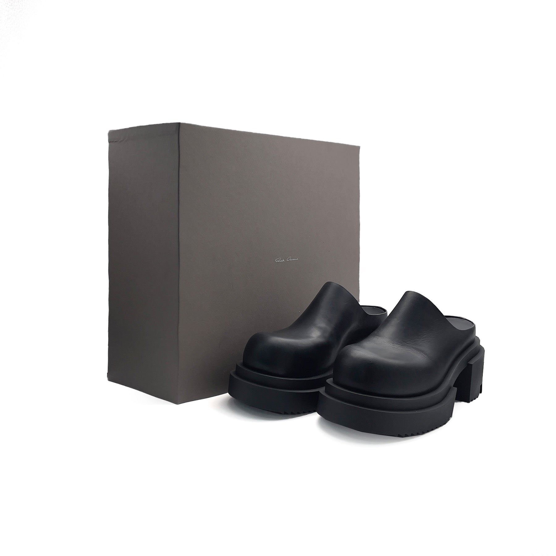 RICK OWENS - LEATHER BOOTS - BOGUN SLIDE - SS24 - BLACK