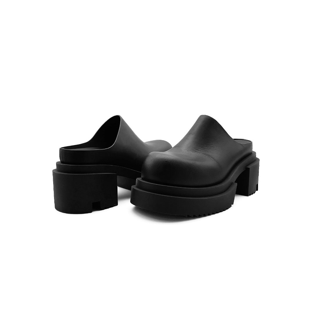 RICK OWENS - LEATHER BOOTS - BOGUN SLIDE - SS24 - BLACK