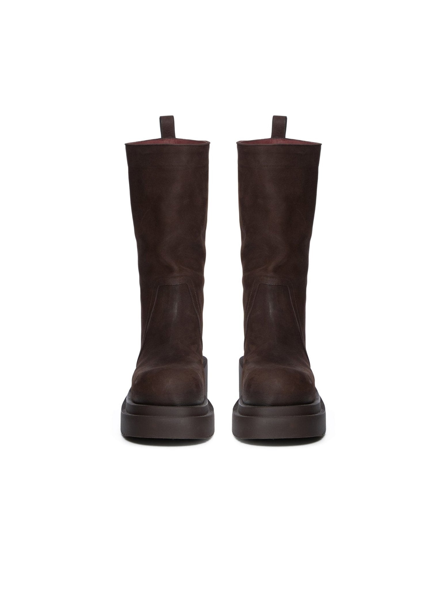 RICK OWENS - Leather Boots - Calf Pull On Bogun - AW25 - 04 BROWN