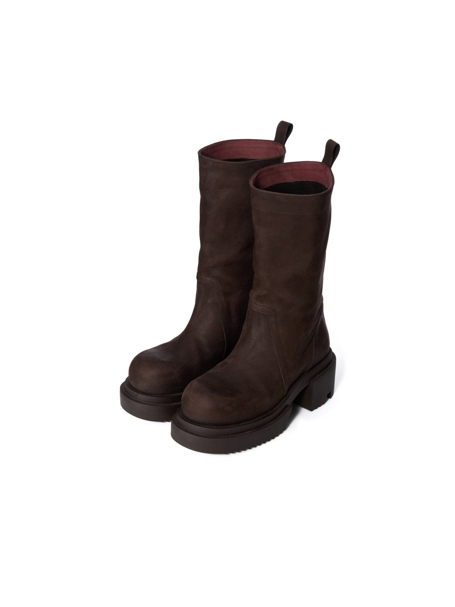 RICK OWENS - Leather Boots - Calf Pull On Bogun - AW25 - 04 BROWN