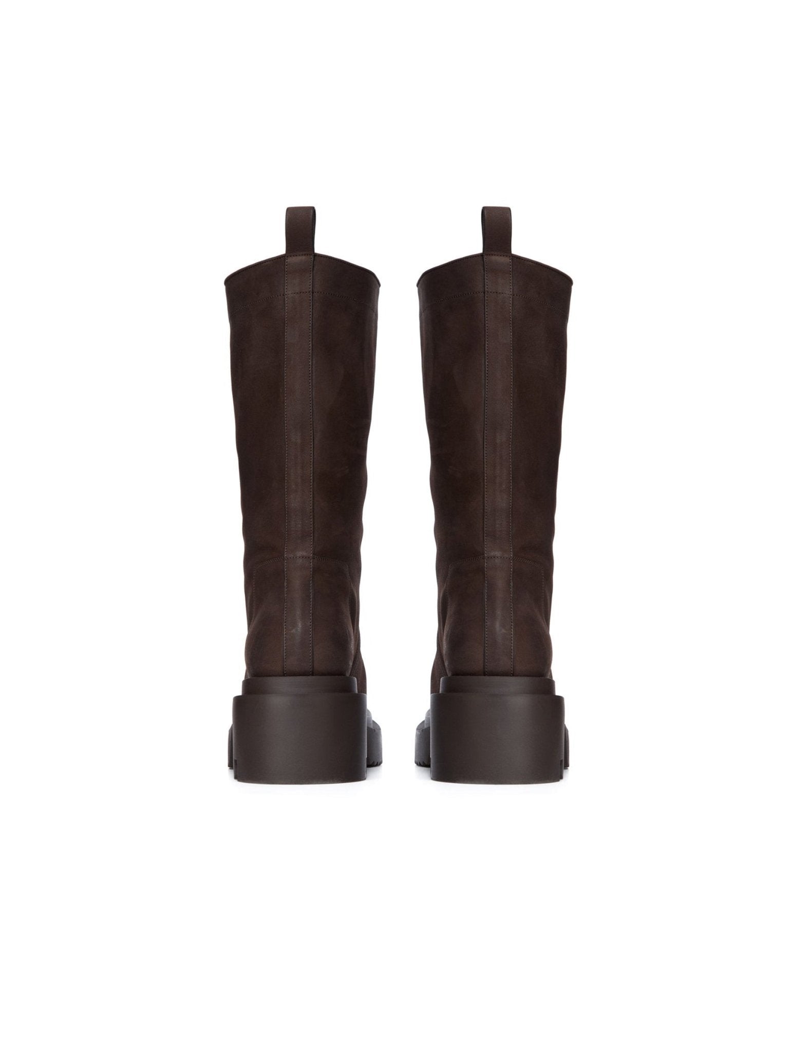 RICK OWENS - Leather Boots - Calf Pull On Bogun - AW25 - 04 BROWN