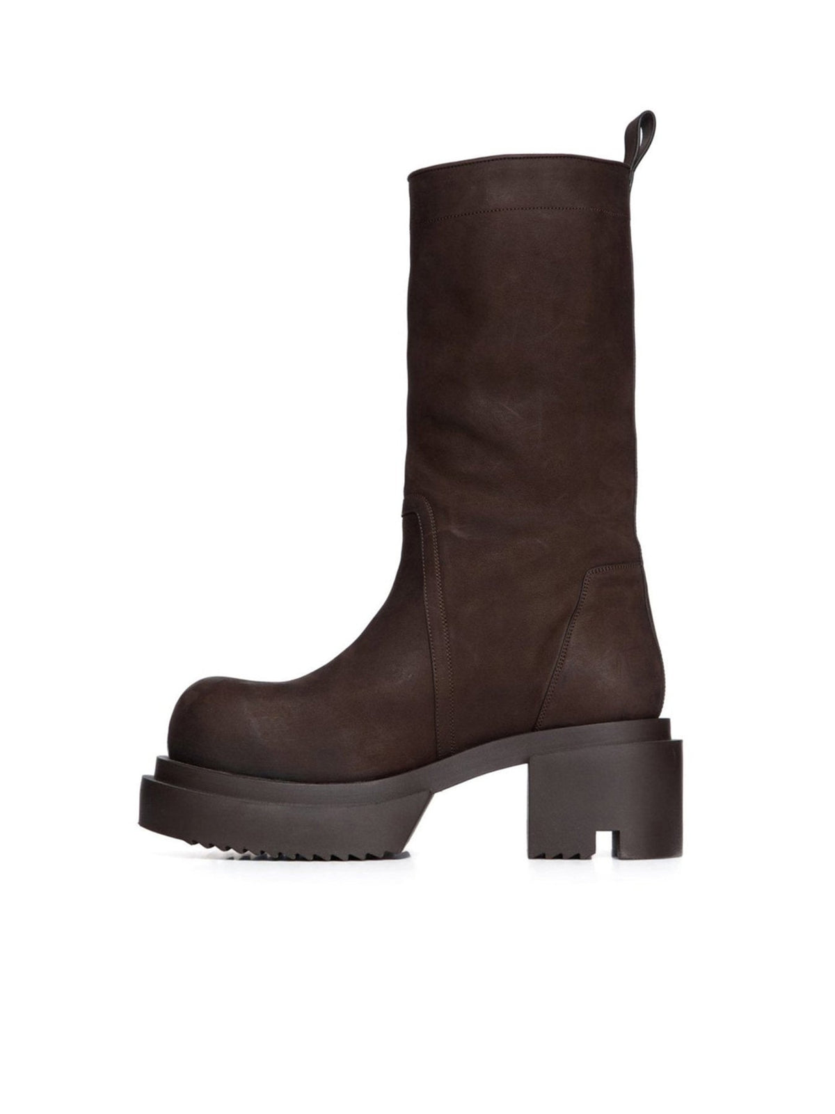 RICK OWENS - Leather Boots - Calf Pull On Bogun - AW25 - 04 BROWN
