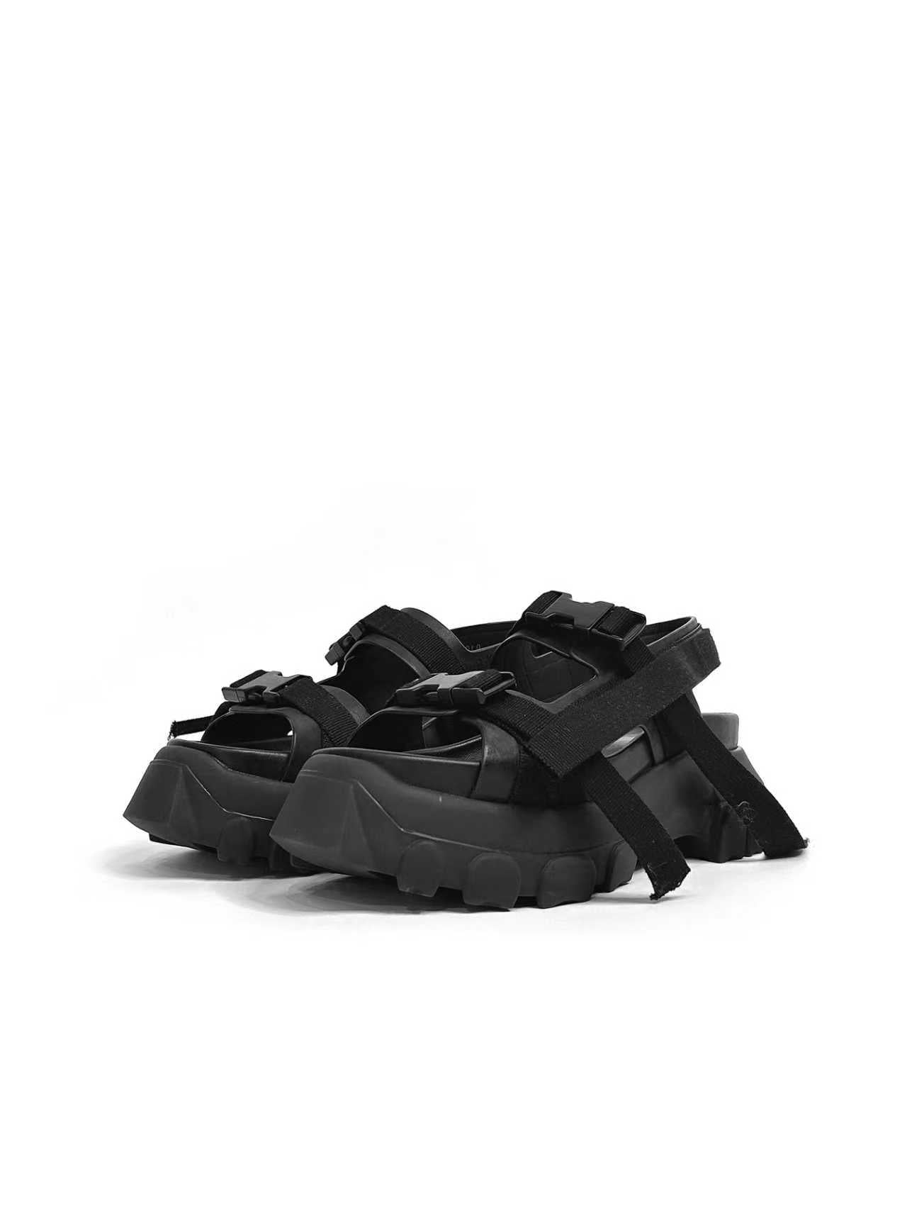 RICK OWENS - Men's Leather Tractor Sandal - SS24 - BLACK