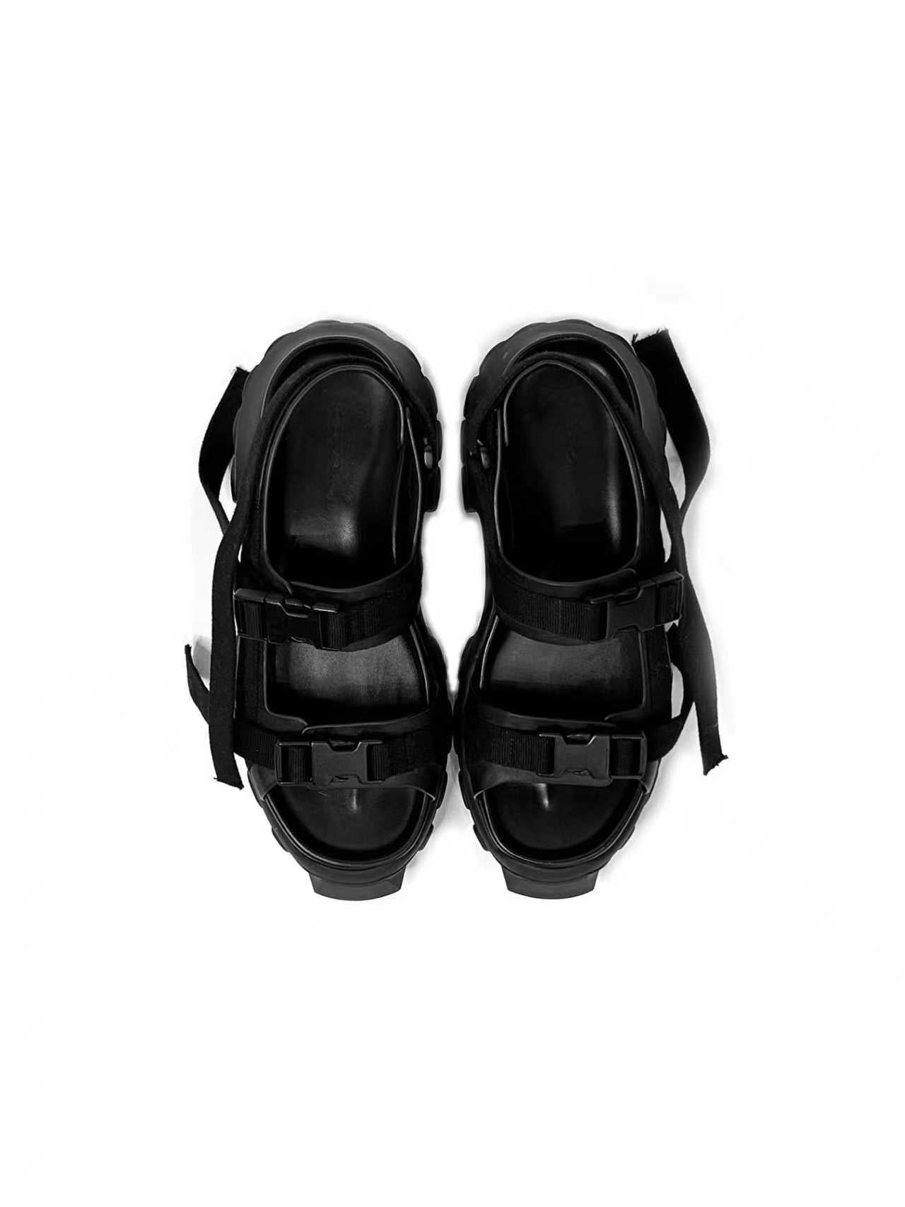RICK OWENS - Men's Leather Tractor Sandal - SS24 - BLACK