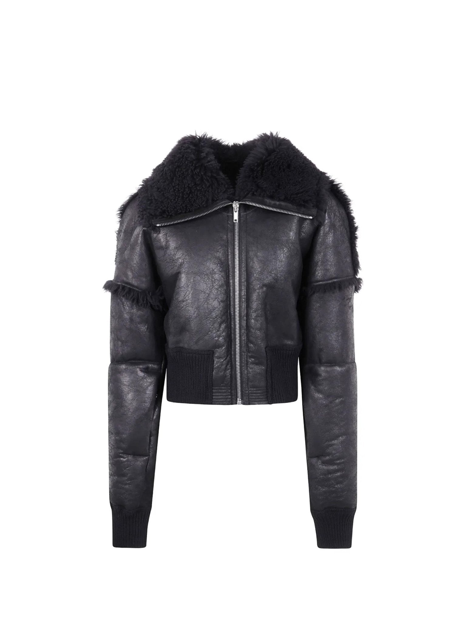 RICK OWENS - Shearling Real Fur Bomber - Dracucollar Jkt - AW25 - 09 BLACK