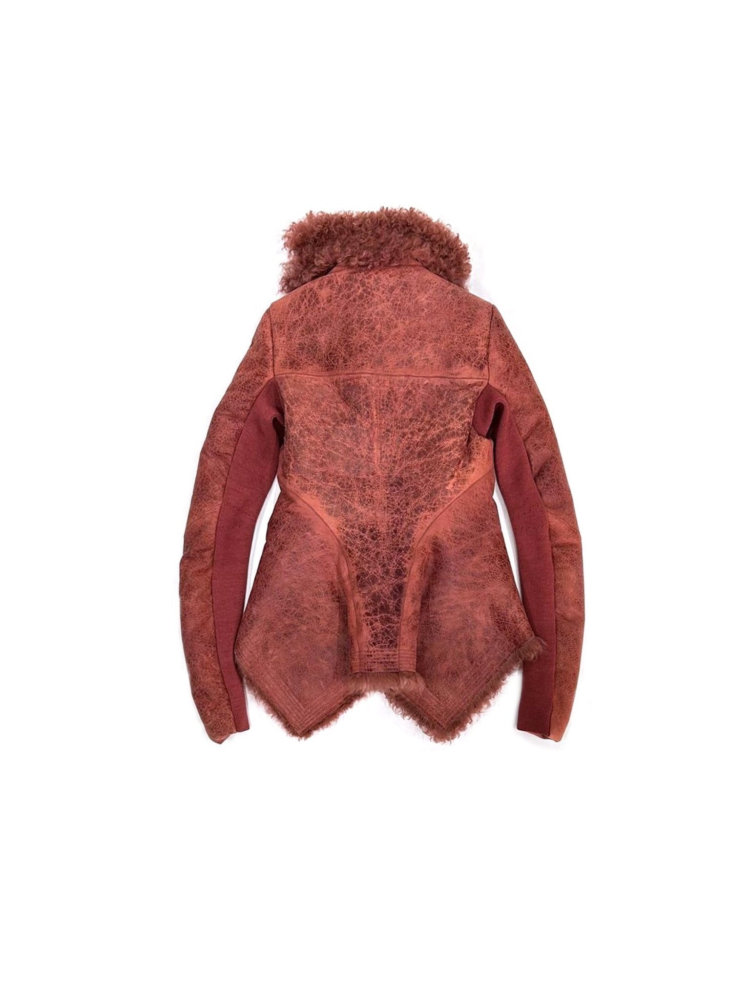 RICK OWENS - Shearling Real Fur Jacket - Naska - AW25 - 13 ROSEWOOD