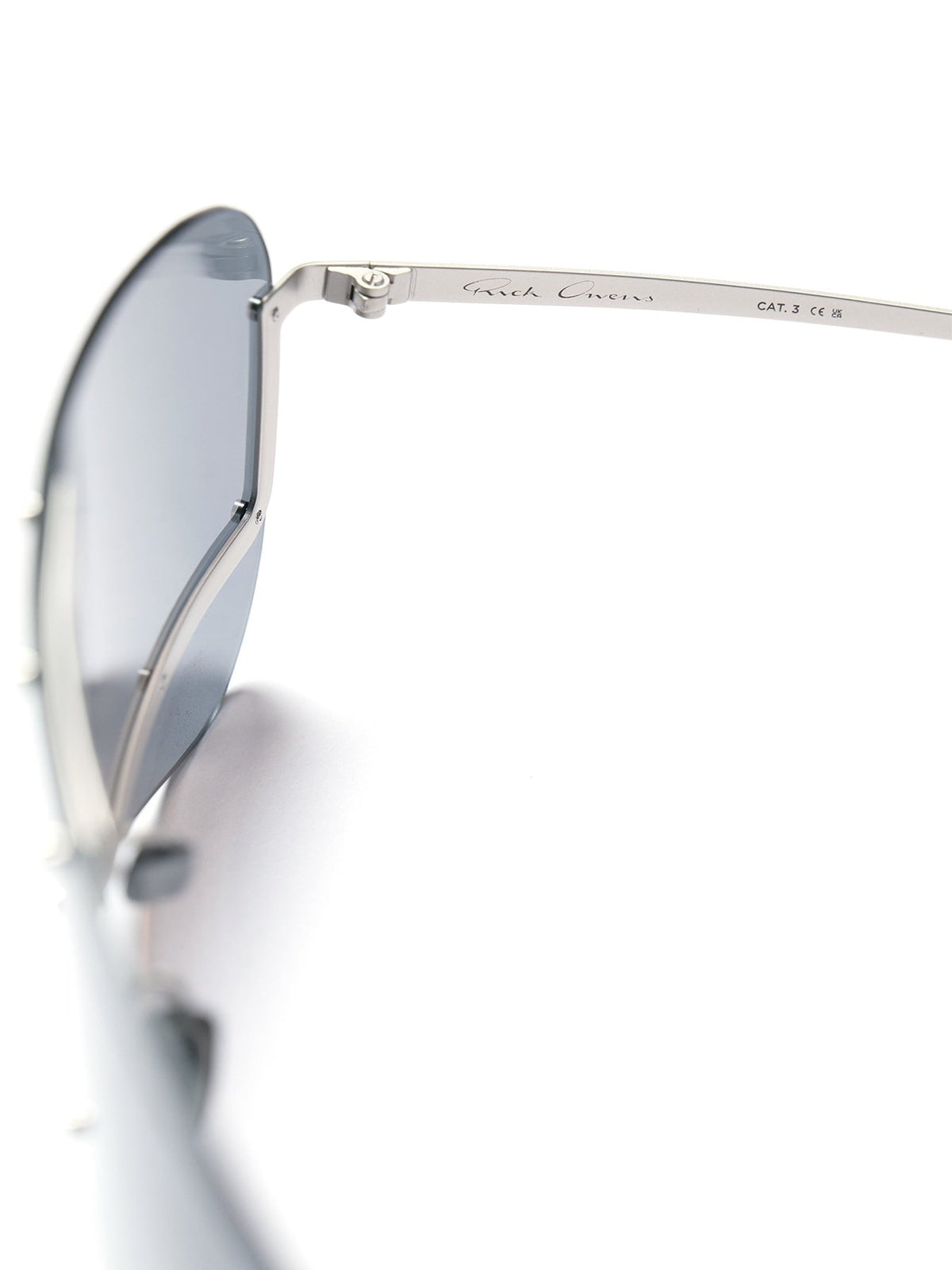 Rick Owens Silver Temple/Black Lens Sunglasses Tower