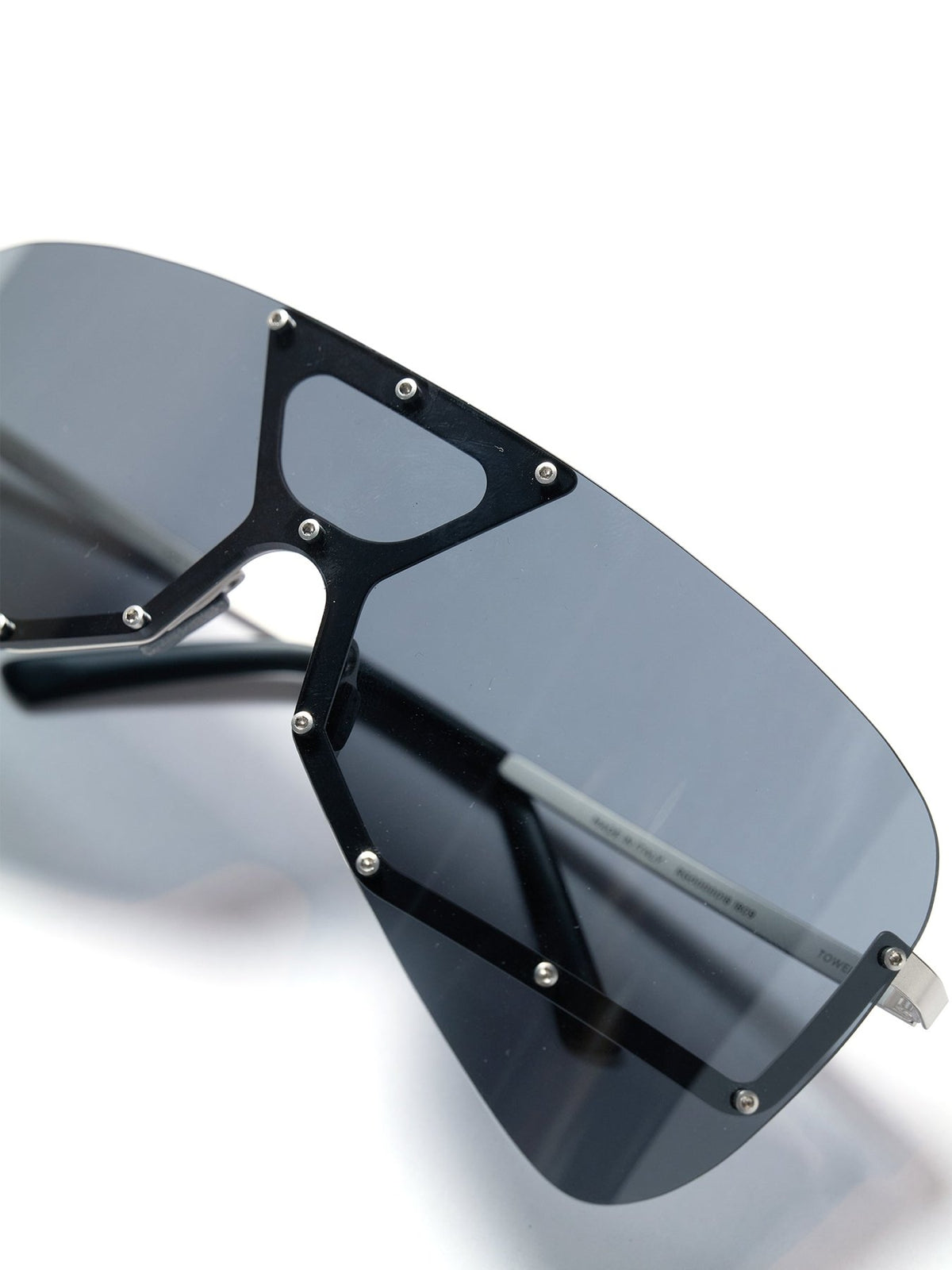 Rick Owens Silver Temple/Black Lens Sunglasses Tower