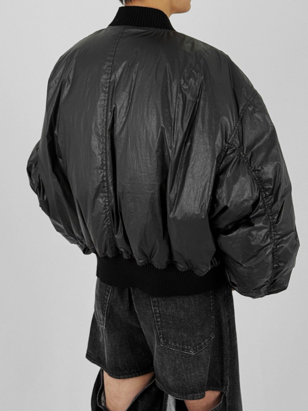 RICK OWENS - Woven Down Bomber - Secchia Flight - AW25 - 09 BLACK