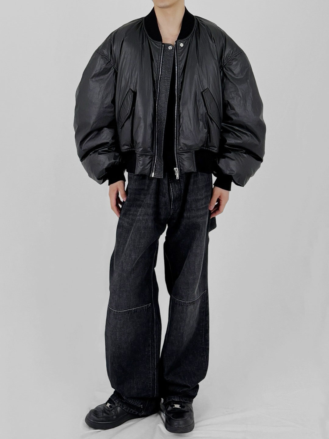 RICK OWENS - Woven Down Bomber - Secchia Flight - AW25 - 09 BLACK
