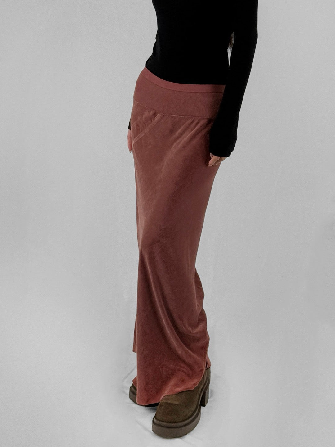 RICK OWENS - Woven Skirt - Calf Bias Skirt - AW25 - 13 ROSEWOOD