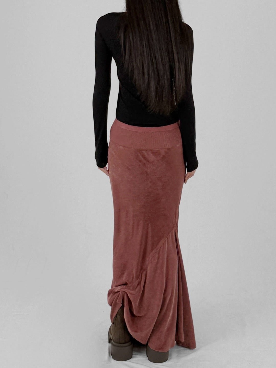 RICK OWENS - Woven Skirt - Calf Bias Skirt - AW25 - 13 ROSEWOOD